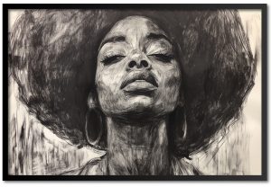 Black WOman Art in Charcoal style