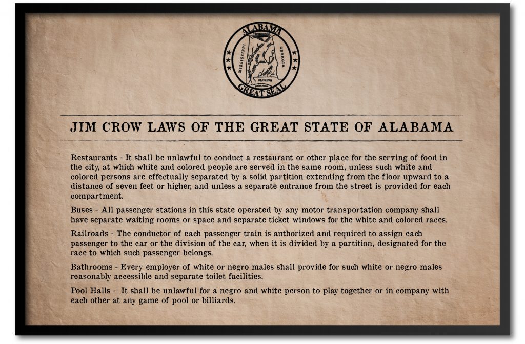 Alabama Jim Crow Laws Artwork